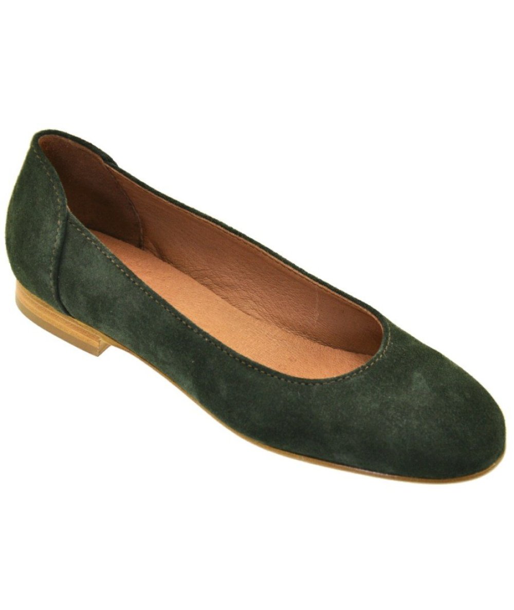 BALLERINA CAMOSCIO VERDE BOTT.SUOLA CUOI