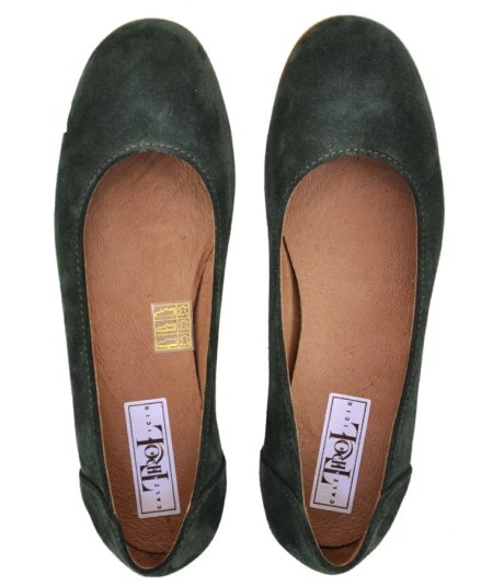 BALLERINA CAMOSCIO VERDE BOTT.SUOLA CUOI