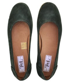 BALLERINA CAMOSCIO VERDE BOTT.SUOLA CUOI